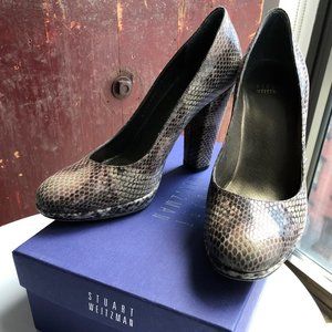 Stuart Weitzman Tango Taupe Snakeskin Pumps 7.5